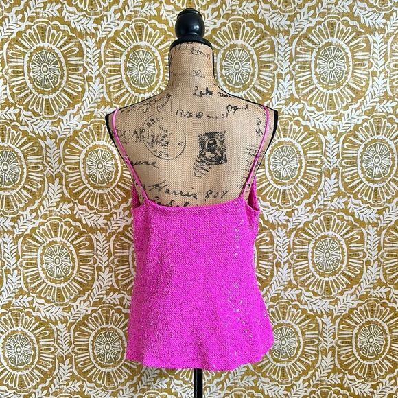 Generation Love Monet Cowl Neck Spaghetti Strap Cami in Hot Pink Sequin size S - Picture 6 of 9